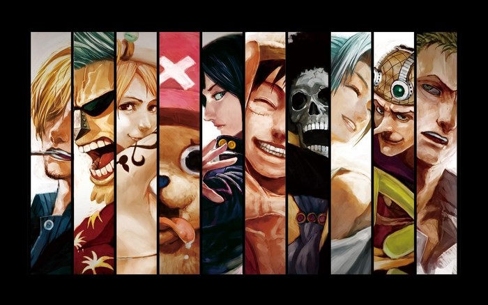 One Piece characters in vertical panels