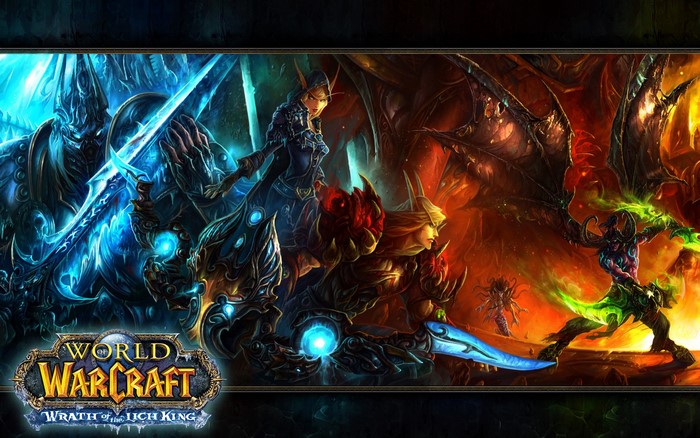 World of Warcraft: Wrath of the Lich King art with Arthas and Illidan