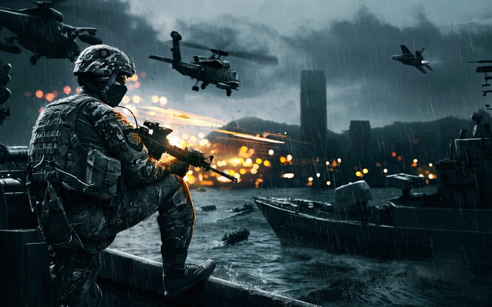 Soldier on a boat in Battlefield 4