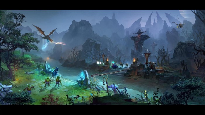Dota 2 fantasy art with dragons and creatures