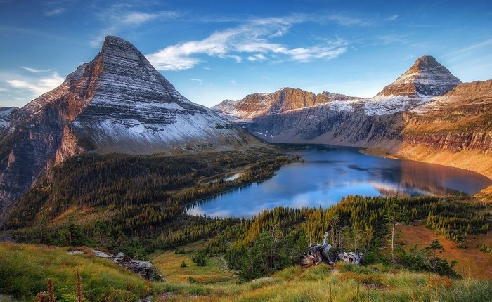 Lake McDonald Glacier National Park Montana Snowy Mountains