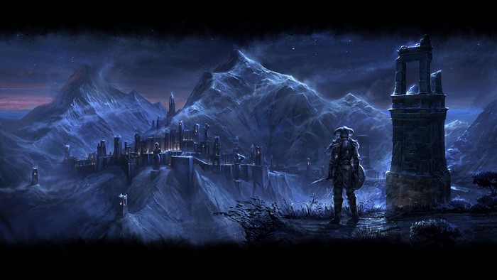 The Elder Scrolls Online landscape with a warrior