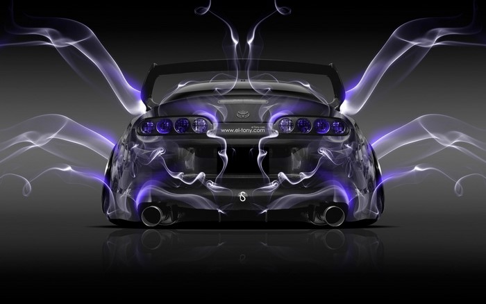Toyota Supra with Colorful Smoke Effects