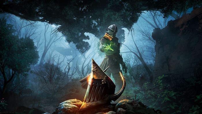 Dragon Age Inquisition artwork of a knight in a forest