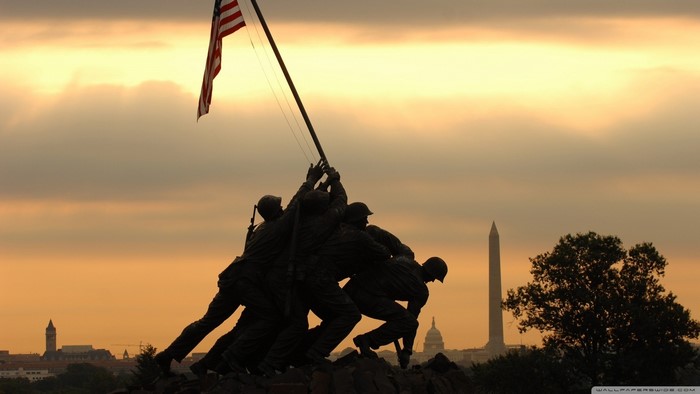 Iwo Jima Memorial Silhouette at Sunset in Washington DC