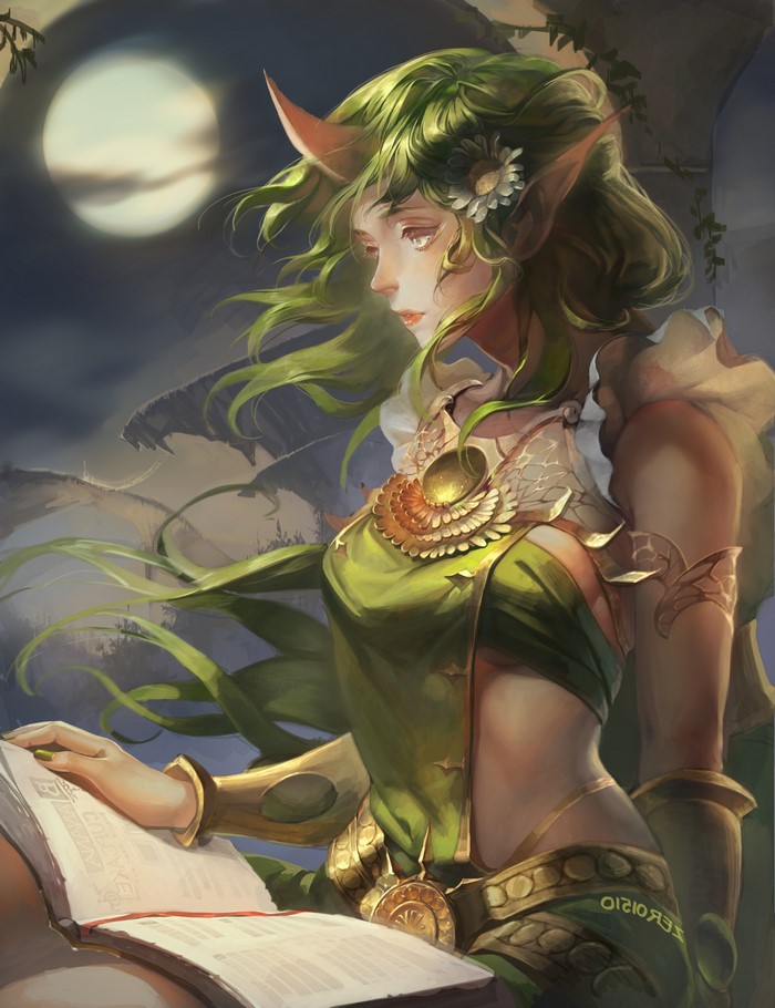 Soraka from League of Legends reading a book
