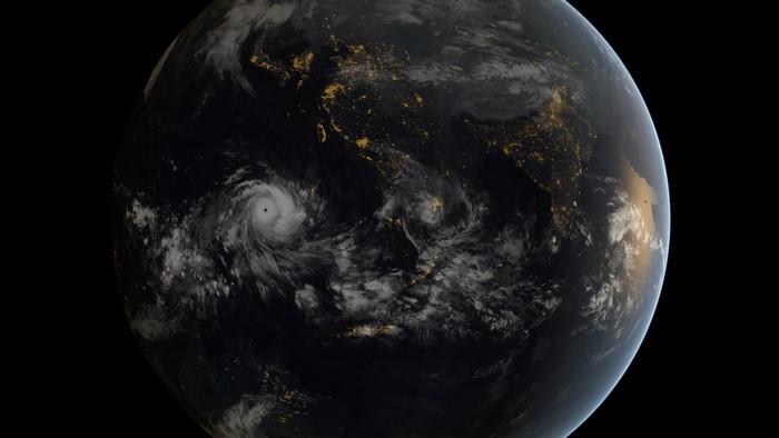 Hurricane over Earth at Night