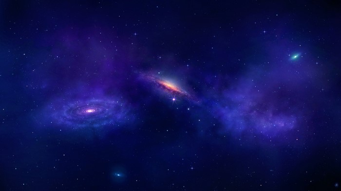Digital art of a universe with galaxies and stars