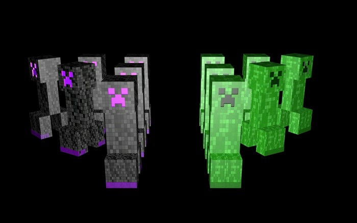 Minecraft Creeper and Ender Creeper 3D Group