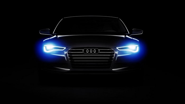 Audi A6 car with blue headlights