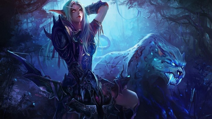 Night Elf Hunter with Panther from World of Warcraft