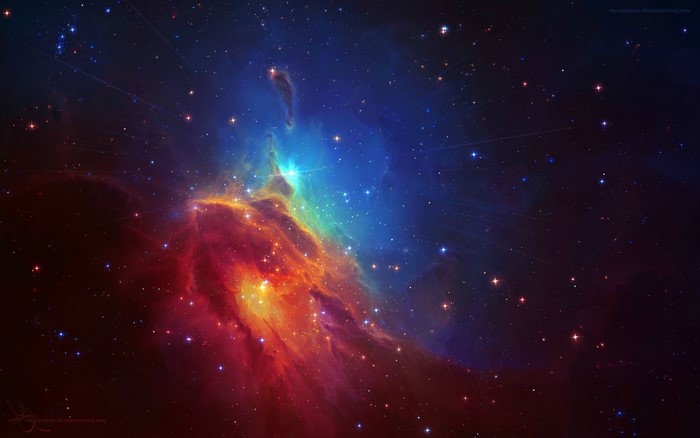 Colorful nebula with stars in deep space