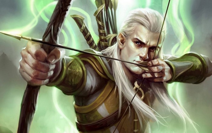 Legolas from The Lord of the Rings aiming a bow