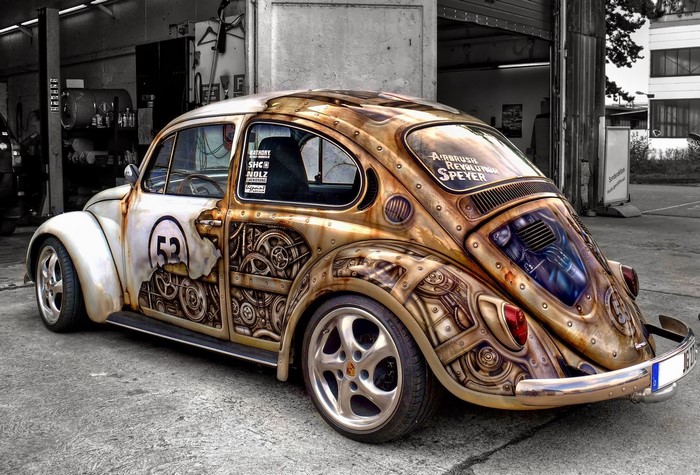 Steampunk Volkswagen Beetle with Gears