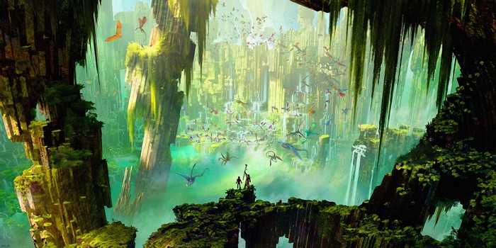 Dragons in a hidden valley from How to Train Your Dragon 2
