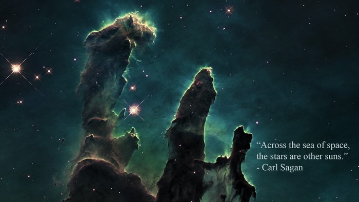 Pillars of Creation Nebula with Carl Sagan Quote