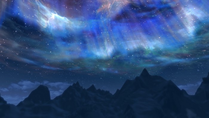 The Elder Scrolls V: Skyrim Aurorae Over Mountains