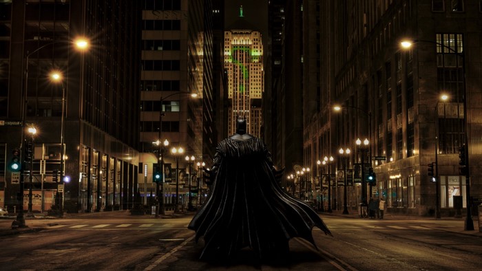Batman in Gotham City at Night