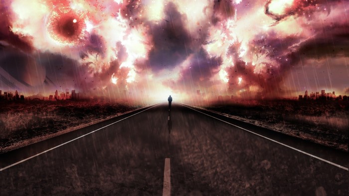 Apocalyptic Sky Over City and Road