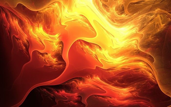Abstract fiery fractal patterns in orange and yellow