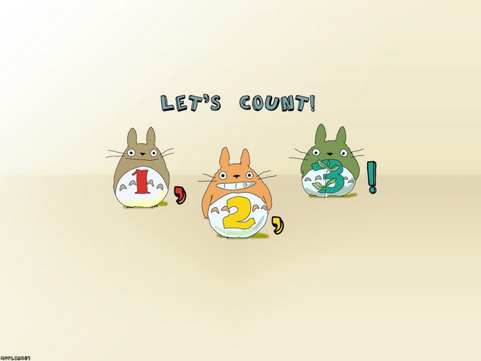 My Neighbor Totoro characters counting 1, 2, 3