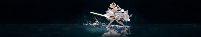 Saber Lily from Fate Series with Sword in Water