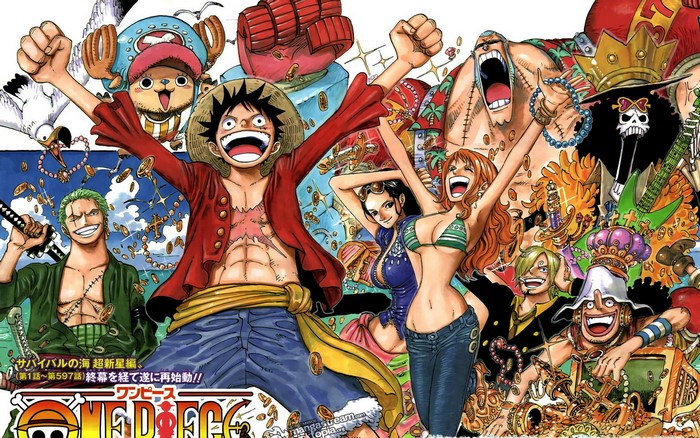 One Piece characters celebrating