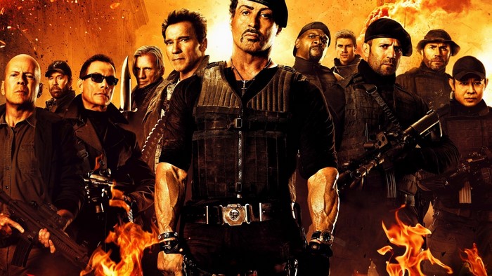 The Expendables 2 cast: Sylvester Stallone, Bruce Willis, Arnold Schwarzenegger, Jason Statham