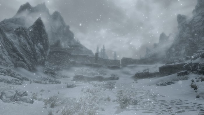 Winter landscape in The Elder Scrolls V: Skyrim