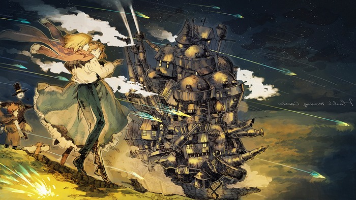 Howl's Moving Castle Sophie and Howl in the sky