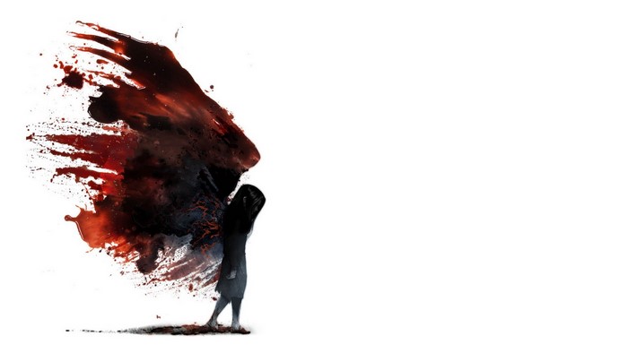 Girl with blood splatter wings