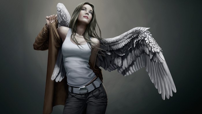 Fantasy art of an angel with wings