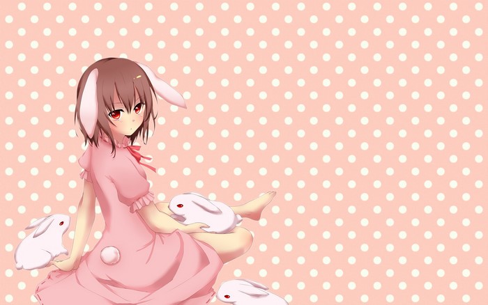 Anime girl with bunny ears and rabbits