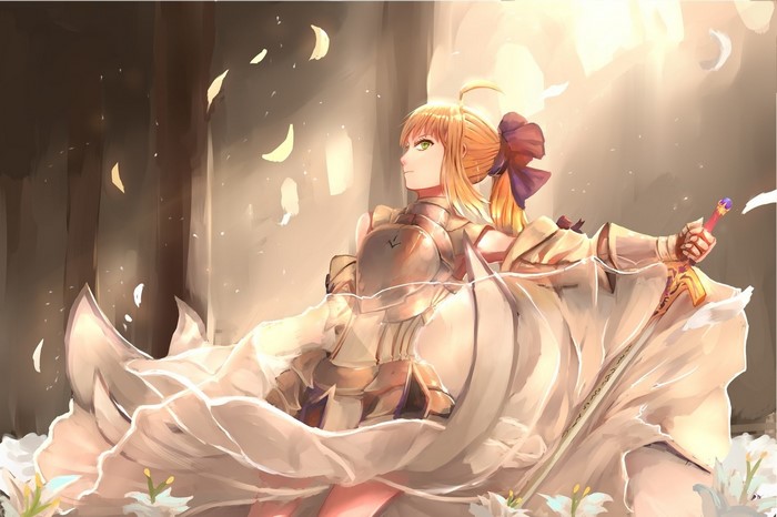 Saber Lily from Fate/stay night holding a sword