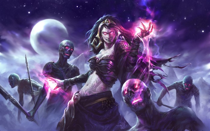 Liliana Vess from Magic the Gathering with zombies