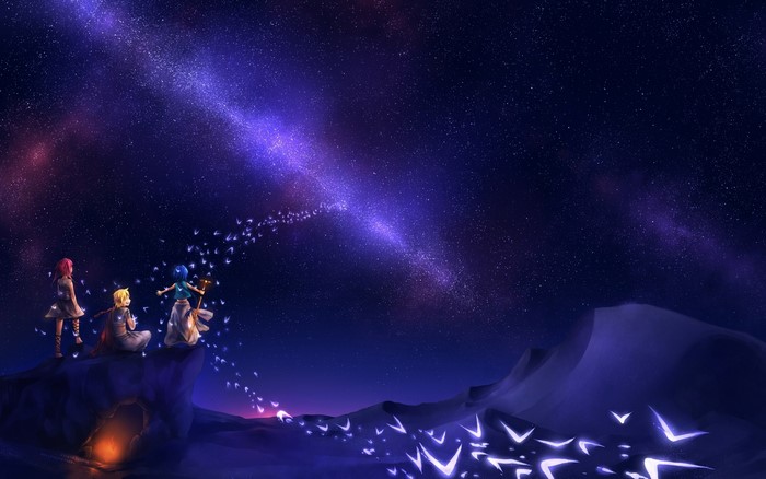 Aladdin, Morgiana, and Alibaba from Magi under the stars