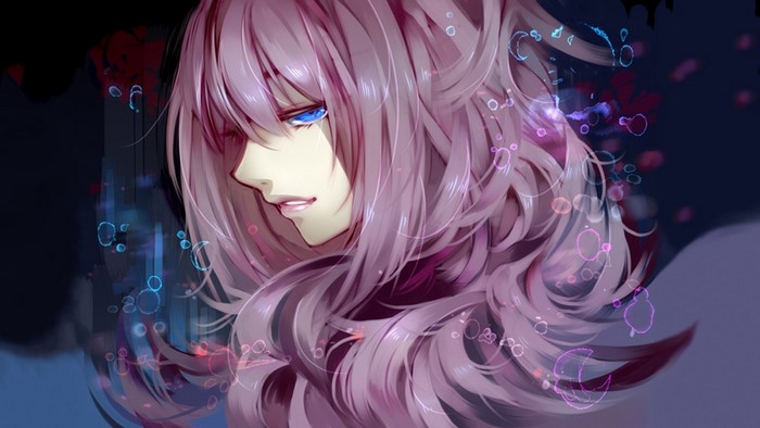 Megurine Luka from Vocaloid with pink hair and blue eyes