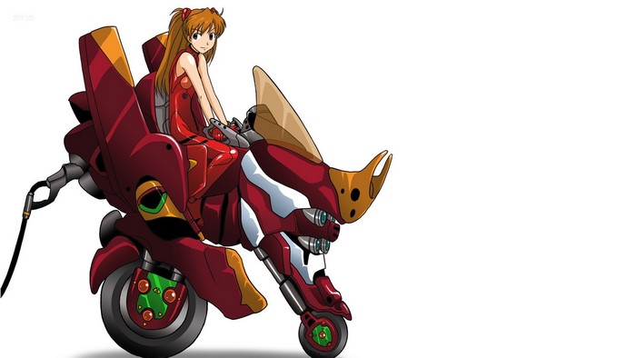 Asuka Langley Soryu from Neon Genesis Evangelion on a mech