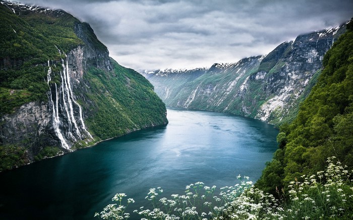 Seven Sisters Waterfall in Geiranger Fjord, Norway