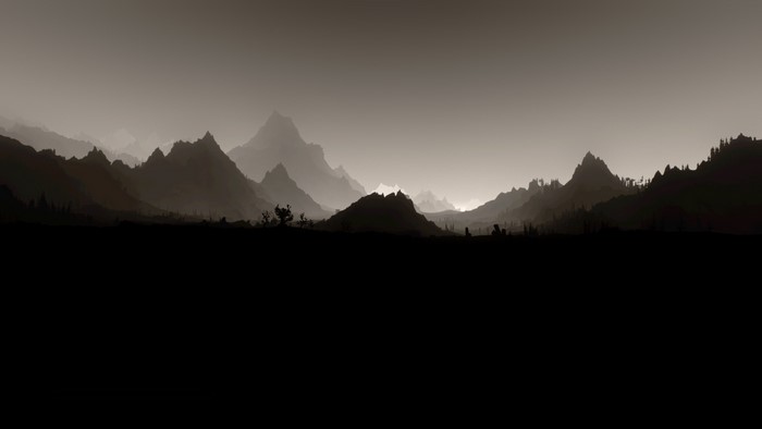 The Elder Scrolls V: Skyrim landscape monochrome