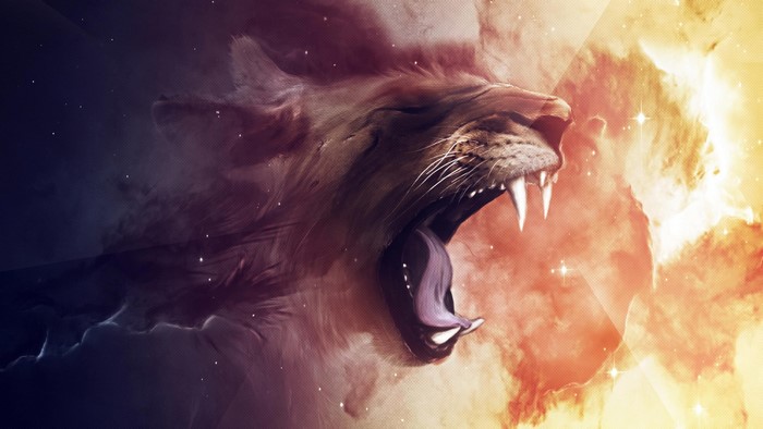 Abstract Lion Roaring in Cosmic Nebula