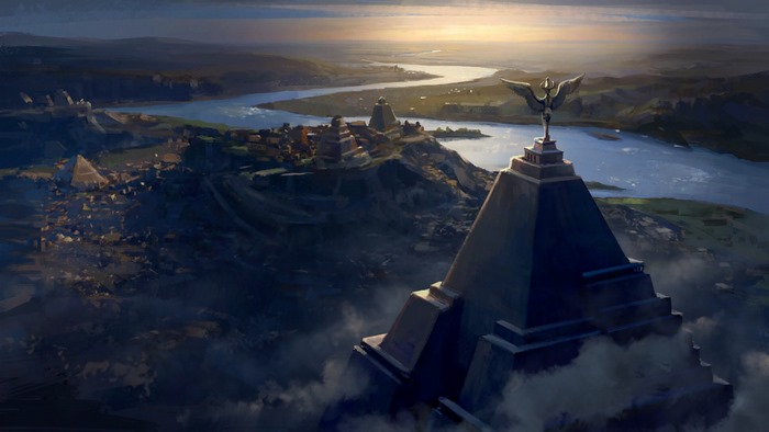 Meereen city concept art with pyramid and statue
