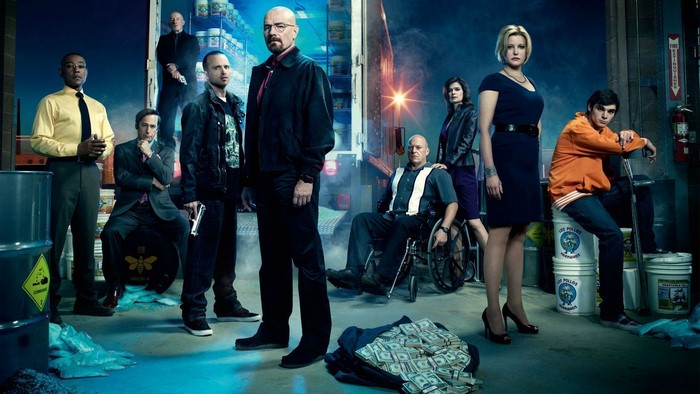 Breaking Bad characters: Walter White, Jesse Pinkman, Gus Fring, Saul Goodman, Skyler White, Hank Schrader, Mike Ehrmantraut