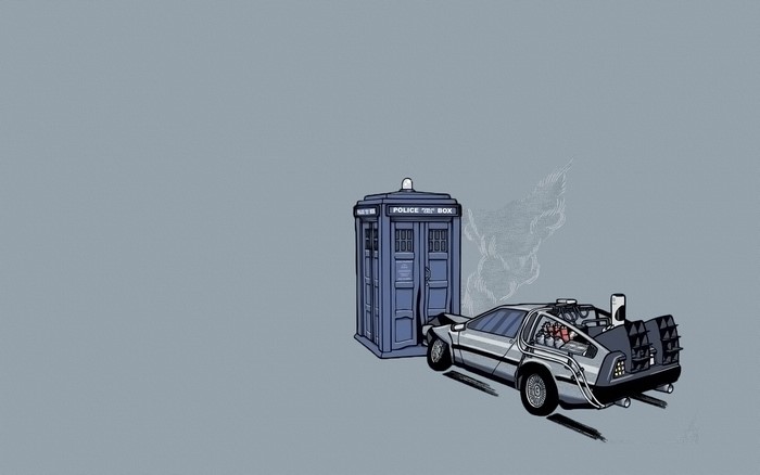 TARDIS and DeLorean from Doctor Who and Back to the Future