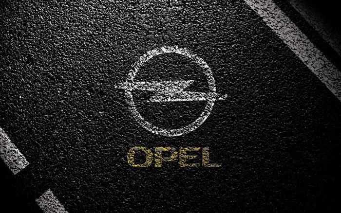 Opel logo on asphalt road