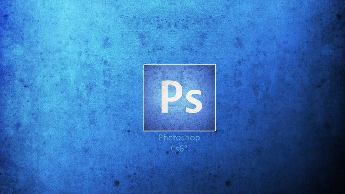 Adobe Photoshop CS6 logo on blue textured background