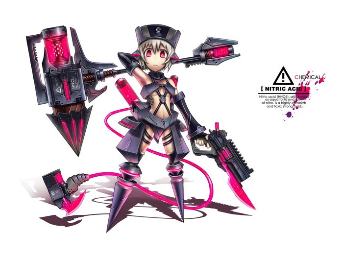 Anime girl with nitric acid weapons