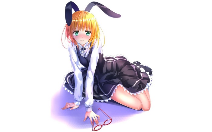 Anime girl with blonde hair and bunny ears