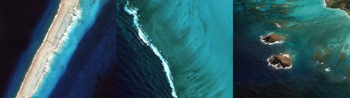 Aerial view of islands and coastline