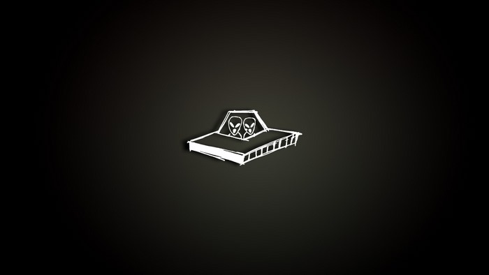 Minimalist UFO with Aliens
